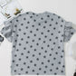 Gray star print tiered ruffled sleeve crew neck t-shirt