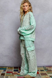POL Exposed Seam Button Down Hooded Jacket with Lace Detail | Daverri Fashions