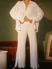 Button Up Long Sleeve Top and Pants Set | Outfit Sets Daverri Fashions