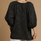 Umgee Satin Jacquard Balloon Sleeve Blouse - DAVERRI FASHIONS