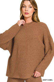 Zenana Round Neck Knit Top and Shorts Sweater Set | Daverri Fashions