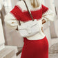 Two-Tone Ribbed Knit Top and Skirt Sweater Set - DAVERRI FASHIONS