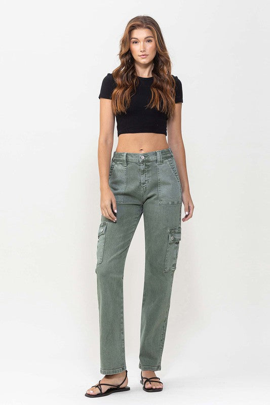 Vervet Cargo Pocket Mid Rise Straight Jeans Jeans