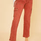 Annie Wear Straight Leg Jeans with Cargo Pockets Orange-Red Jeans