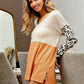 BiBi Color Block Leopard V Neck Knit Top Tops