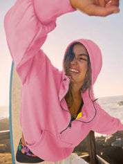 Half Zip Pocketed Dropped Shoulder Hoodie | Hoodies Daverri Fashions