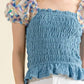And The Why Embellishment Sleeve Smocked Top - DAVERRI FASHIONS