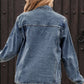 Scallop Trim Collar Patched Pocket Button Up Denim Jacket - DAVERRI FASHIONS