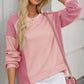 Blush Pink Round Neck Long Sleeve Sweatshirt - DAVERRI FASHIONS