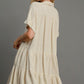 Umgee Full Size Raw Hem Folded Sleeve Tiered Dress Plus Size