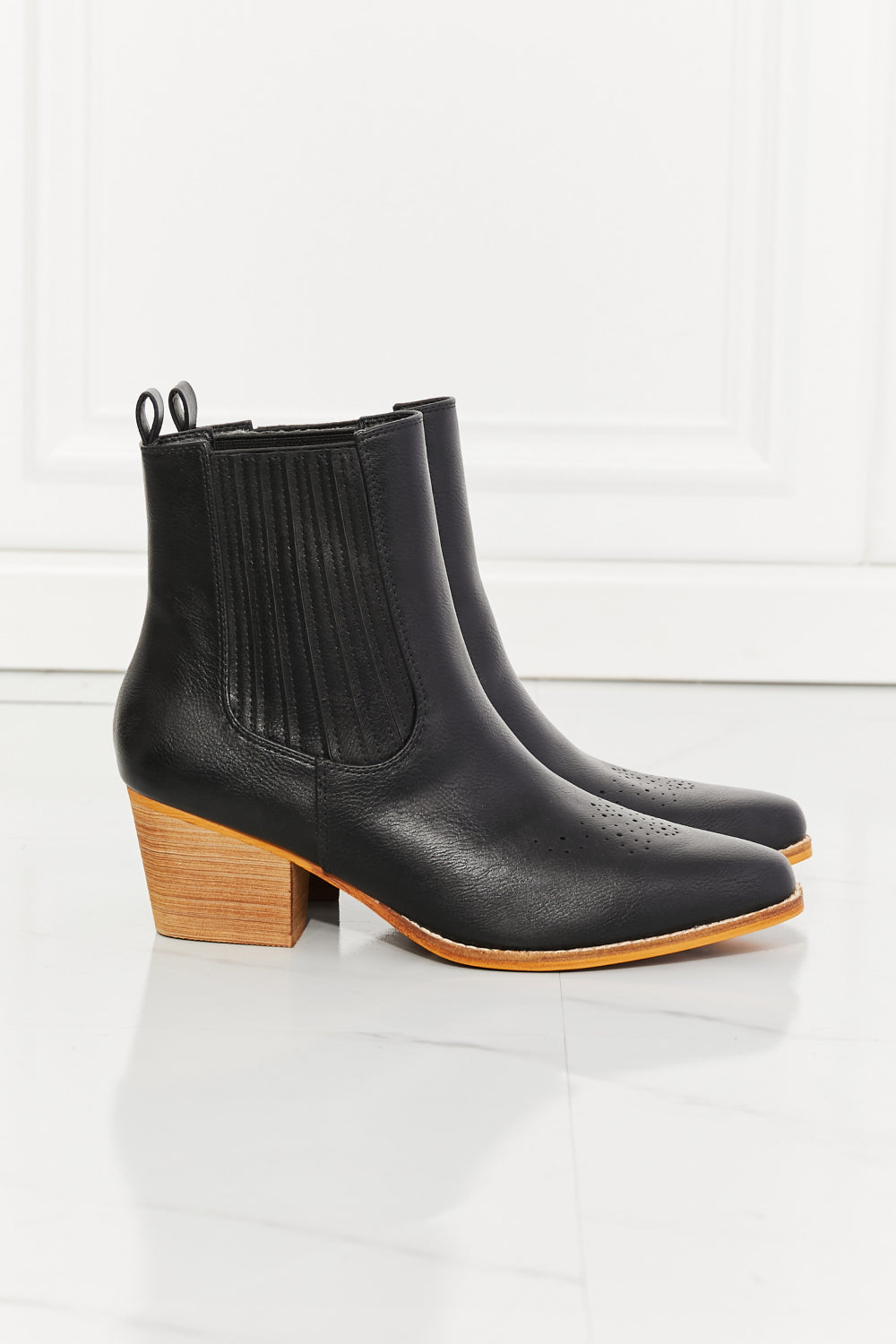 Stacked Heel Chelsea Boot in Black Boots