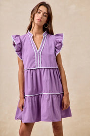 BiBi Gameday Theme Contrast Binding Ruffled Dress | Mini Dresses Daverri Fashions