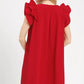 Vibrant red Umgee Seersucker Ruffle Shift Dress with sleeveless ruffled shoulders