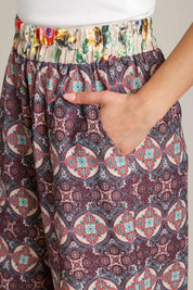 Umgee Full Size Mixed Print Elastic Waistband Pants Plus Size | Pants Daverri Fashions