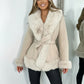 Faux Fur Trimmed Belted Coat - DAVERRI FASHIONS