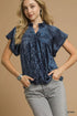 Umgee Crushed Velvet Pleated Blouse - DAVERRI FASHIONS