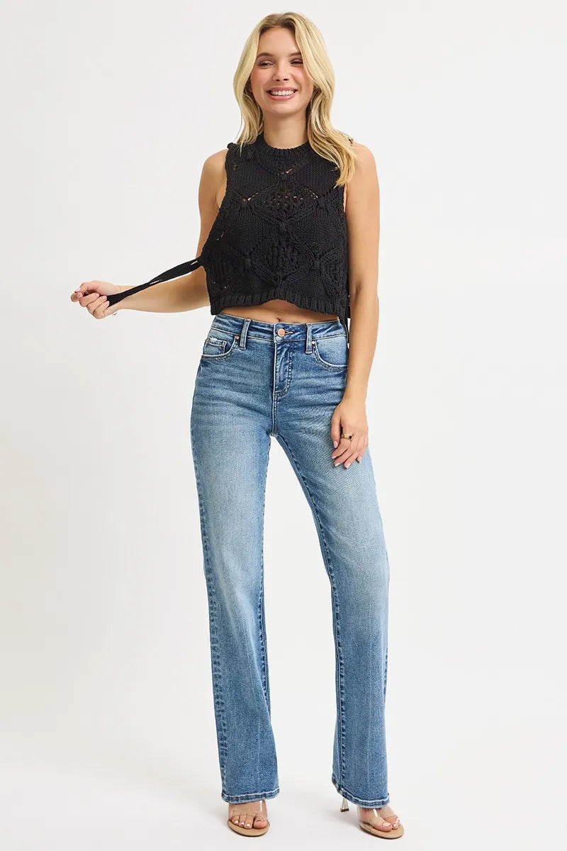RISEN Full Size Tummy Control High Rise Straight Jeans Plus Size MEDIUM