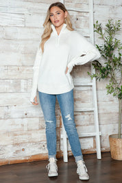 Half Zip Long Sleeve Knit Top | Knit Tops Daverri Fashions