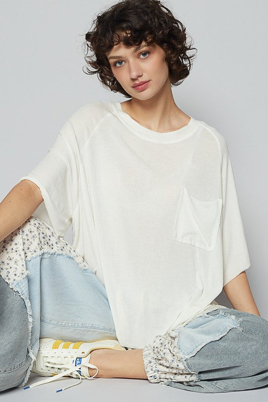 POL Round Neck Half Sleeve T-Shirt Off White T-Shirts