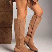 Side Zip Knee-High Block Heel Boots - DAVERRI FASHIONS