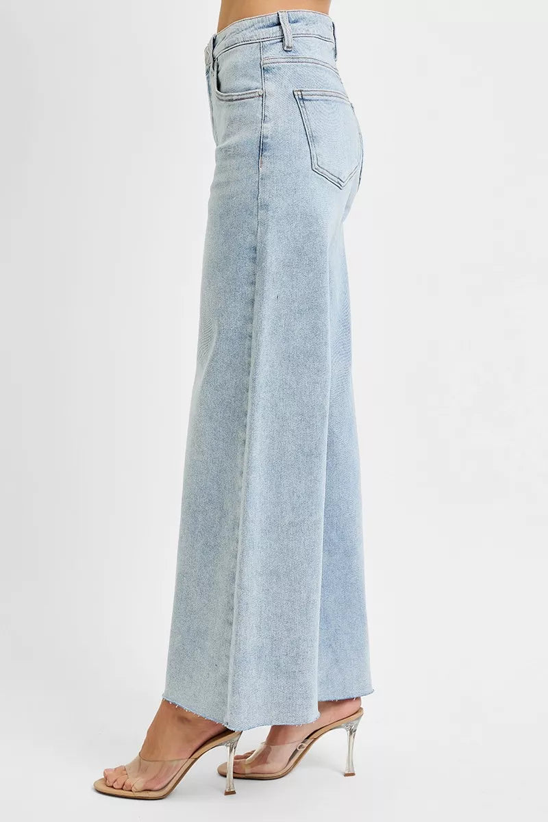 RISEN Full Size High Rise Ankle Wide Palazzo Jeans Plus Size | Jeans Daverri Fashions