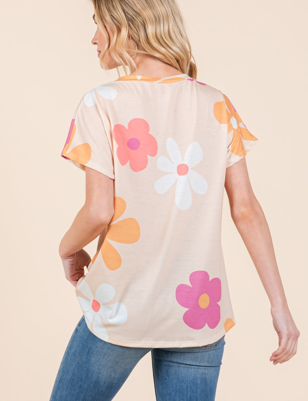 BOMBOM Floral Short Sleeve T-Shirt | Daverri Fashions