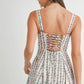 MABLE Floral Print Bustier Back Lace Up Midi Dress