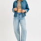 RISEN Oversized Cargo Pocket Denim Jacket with Cuffed Sleeves Denim Jackets