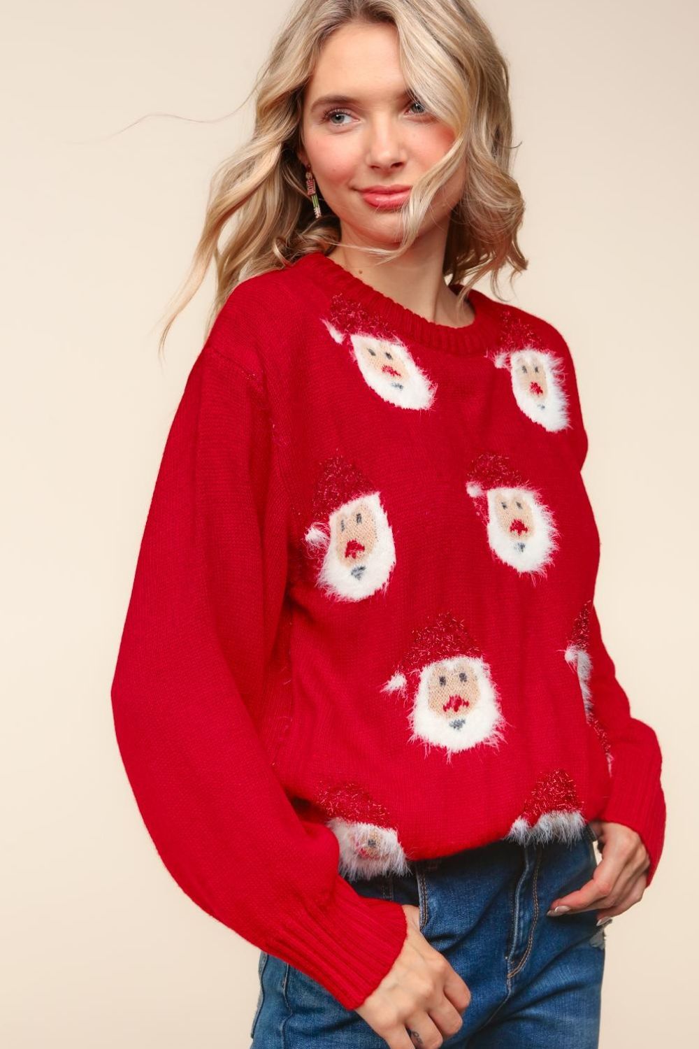 Santa Sparkle Brushed Sweater Tops