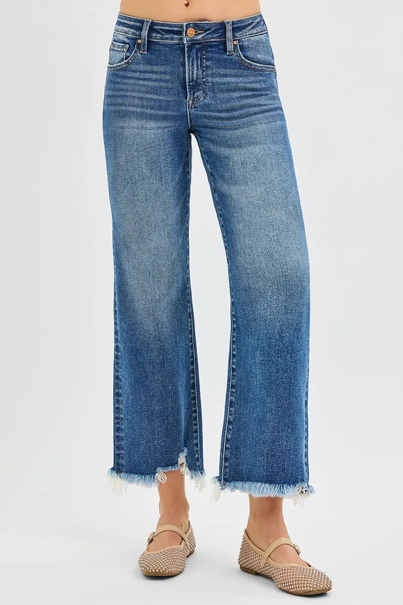 RISEN Full Size Mid Rise Crop Straight Jeans Plus Size Jeans