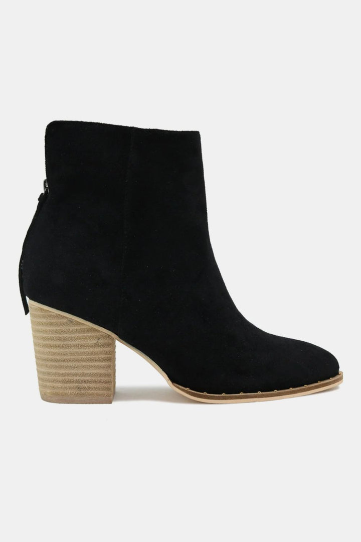 Beast Fashion Suede Point Toe Ankle Booties Black Footwear