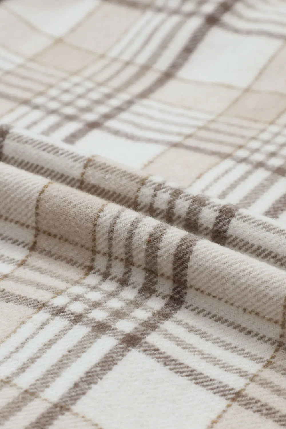 Daverri plaid shacket with soft cream-colored brown beige check pattern