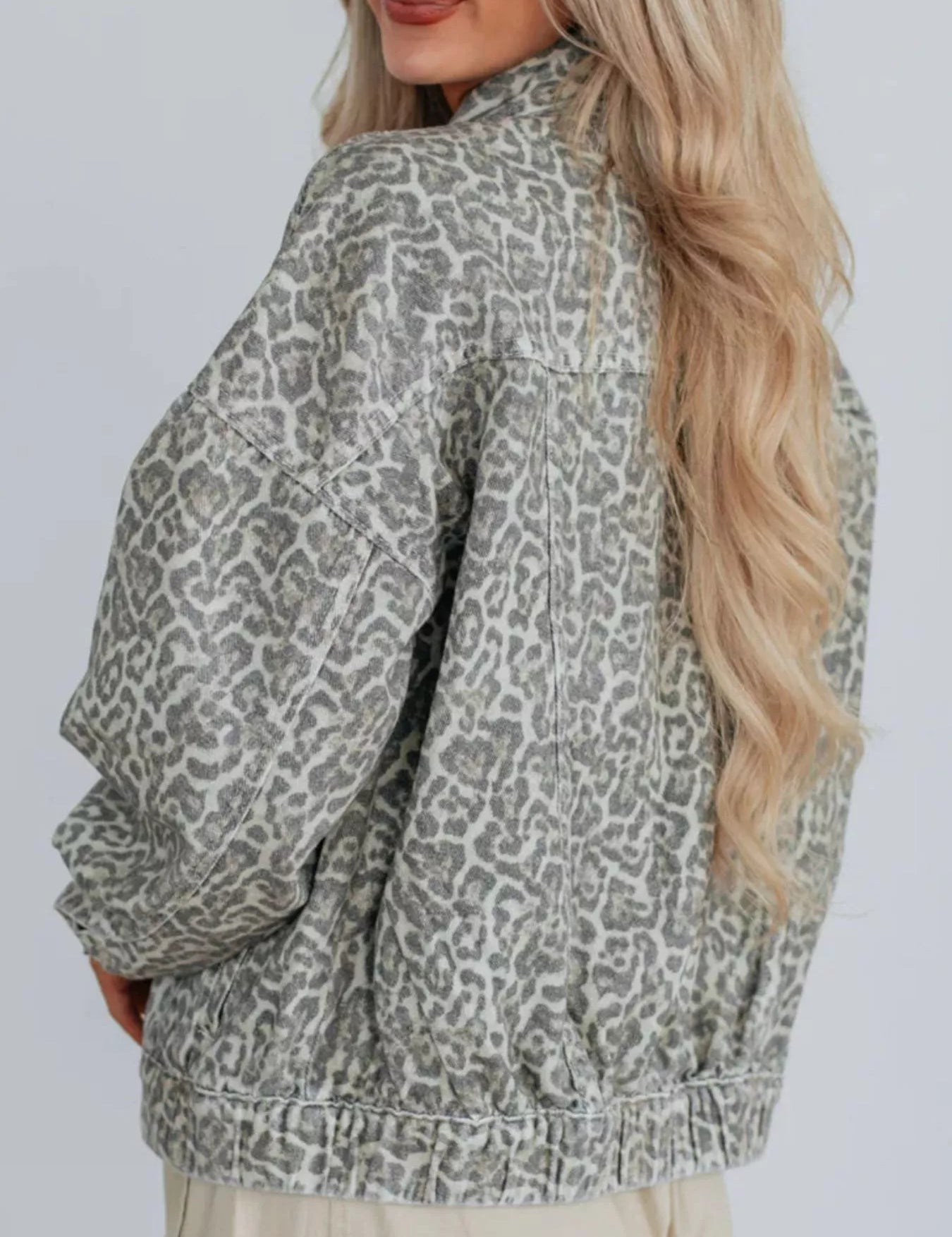Leopard Button Up Denim Jacket | Denim Jackets Daverri Fashions
