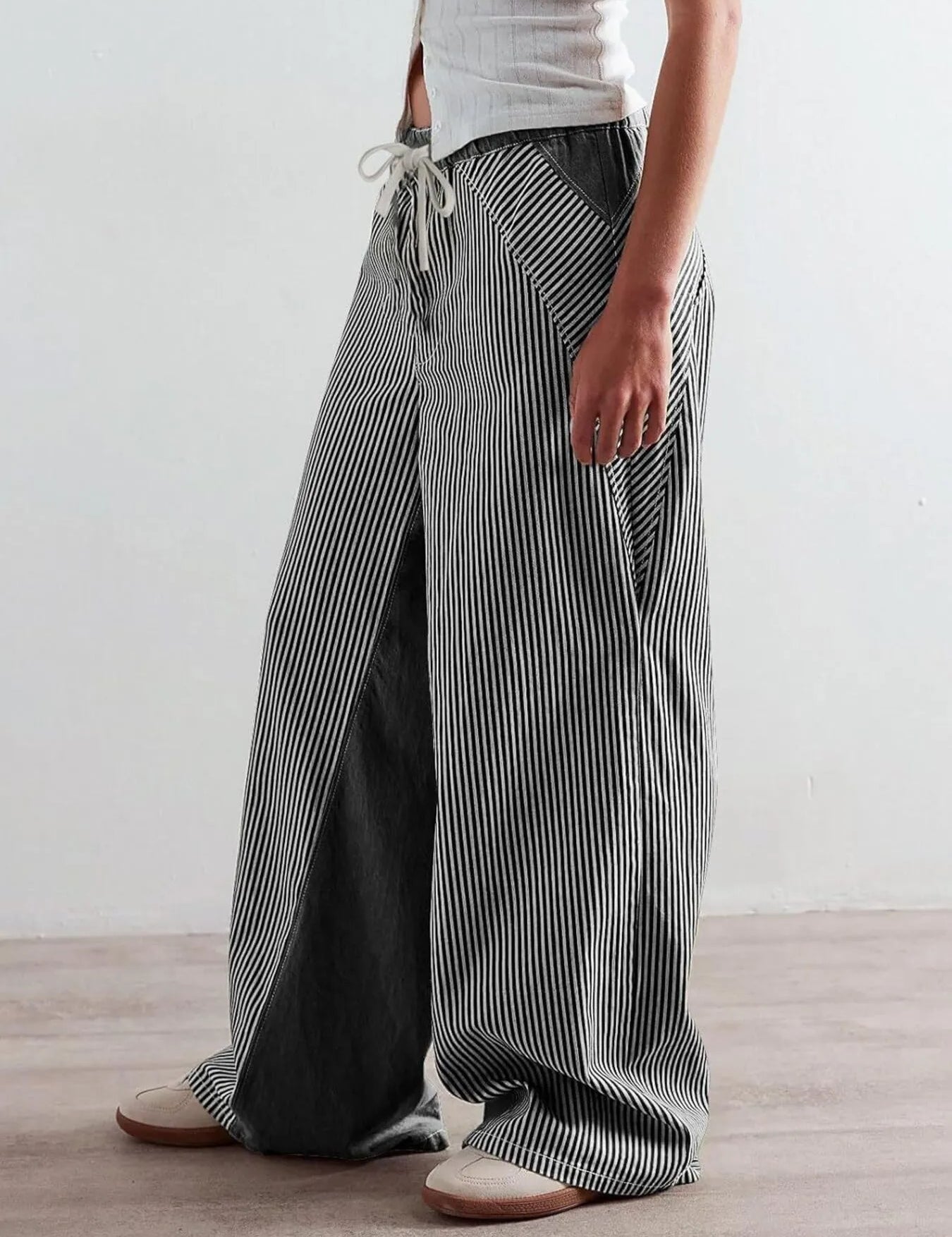 Striped Wide Leg Jeans | Pants Daverri Fashions