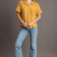 Umgee Full Size Waffle-Knit Short Sleeve Button Down Shirt Plus Size