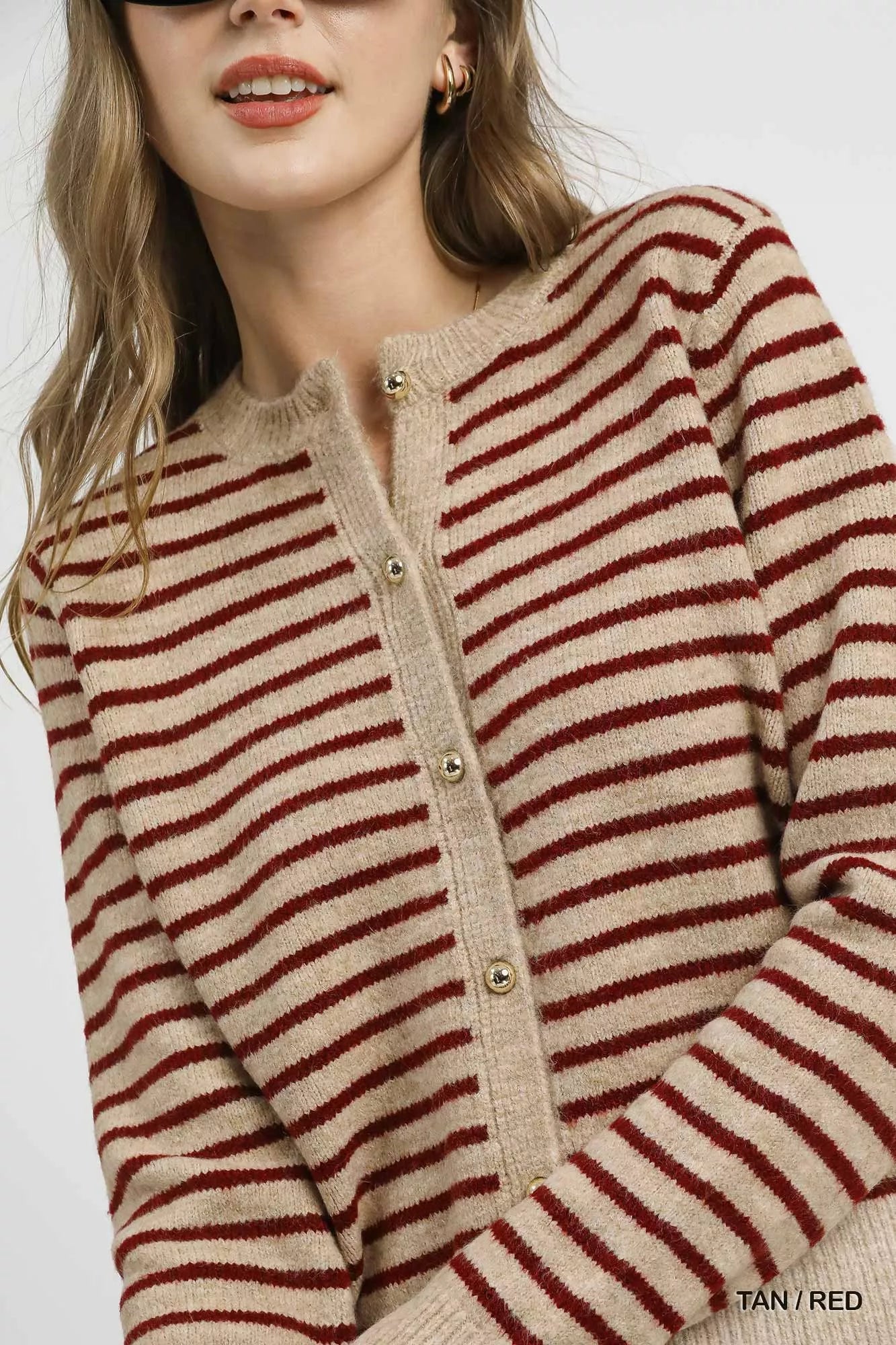 Umgee Striped Button-Up Knit Cardigan | Daverri Fashions