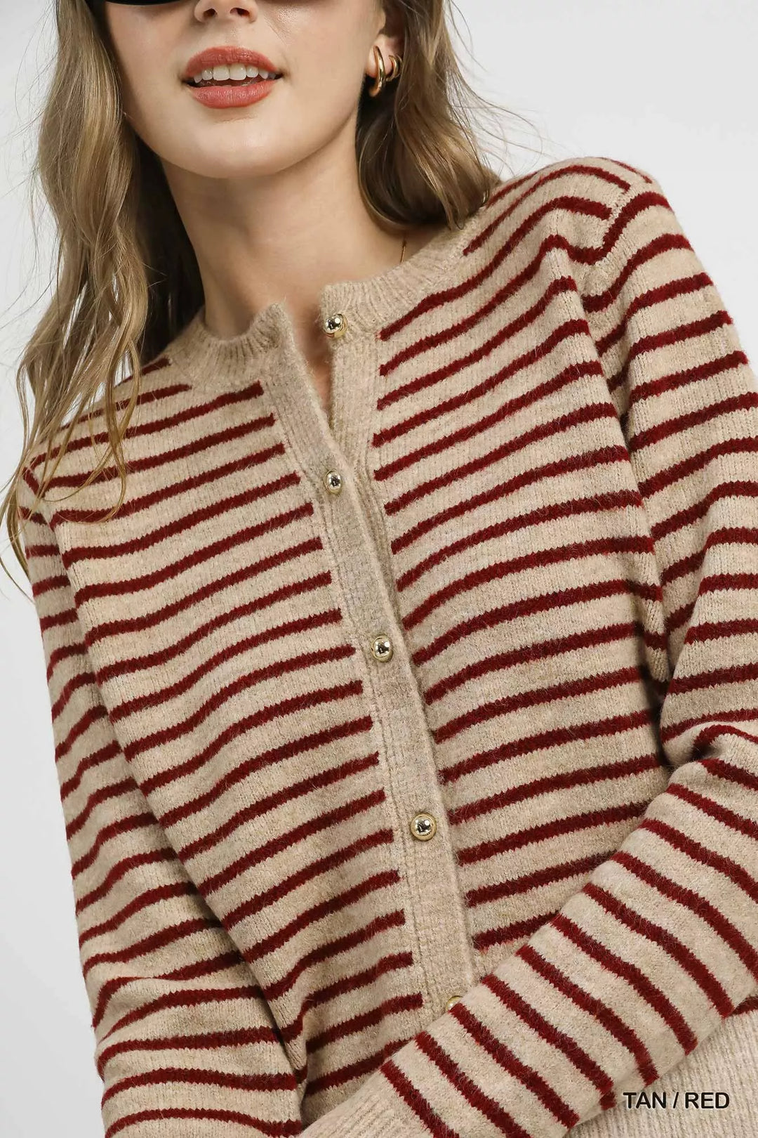 Umgee Striped Button-Up Knit Cardigan | Daverri Fashions