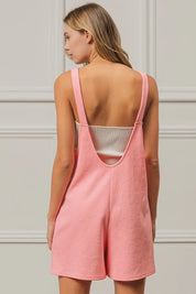 BiBi Texured Jacquard Romper with Side Pockets | Rompers Daverri Fashions