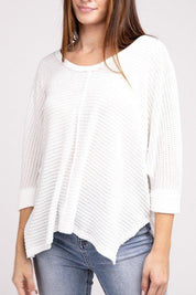 Zenana 3/4 Sleeve Hi-Low Top Shirts & Tops