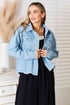 Double Take Dropped Shoulder Raw Hem Denim Jacket - DAVERRI FASHIONS