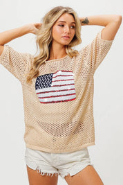 BiBi Sequin American Flag Knit Cover Up | Cover Ups Daverri Fashions