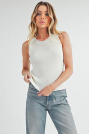Aemi + Co Ribbed Round Neck Knit Tank | Tank Tops Daverri Fashions