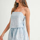 MABLE Embroidered Crop Cami and Balloon Mini Skirt Set Outfit Sets