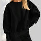 Slit Round Neck Dropped Shoulder Sweatshirt - DAVERRI FASHIONS
