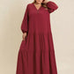 Plus Size Bohemian Tiered Maxi Dress with Balloon Sleeves - DAVERRI FASHIONS
