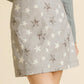 Umgee Animal Star Print Skirt with Back Zipper Closure Silver
