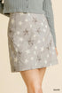 Umgee Animal Star Print Skirt with Back Zipper Closure Silver
