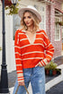 Striped Johnny Collar Sweater - DAVERRI FASHIONS