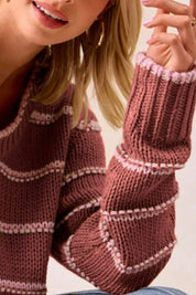 BiBi Striped Long Sleeve Sweater | Sweaters Daverri Fashions