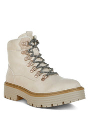 Beige Boskoff Lace-Up Chunky Warm Ankle Boots | Boots Daverri Fashions